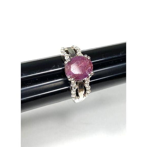 925 PTI India Sterling Silver Ruby Diamonds Ring 6.75 4.17g - Picture 4 of 15